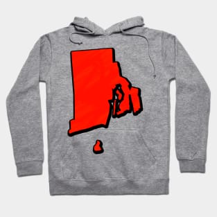 Bright Red Rhode Island Outline Hoodie